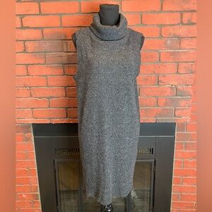 Womens Silence +‎ Noise Small Gray Ribbed Sweater Dress Sleeveless Cowl Neck